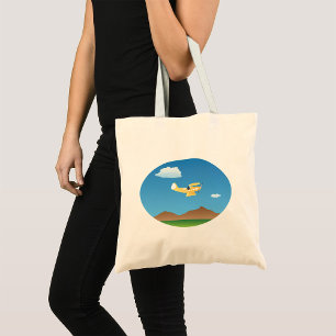 Små Gult Flygplan Tote Bag Tygkasse