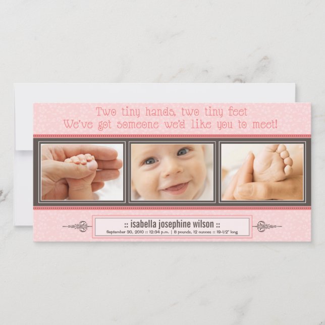 Små Händer, Små födelsemeddelanden (rosa) Meddelande (Framsida)