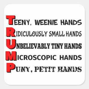 Små Händer Trump Sticker (vit) Fyrkantigt Klistermärke
