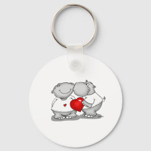 Små-hångla - flodhästkyssvalentin dag nyckelring