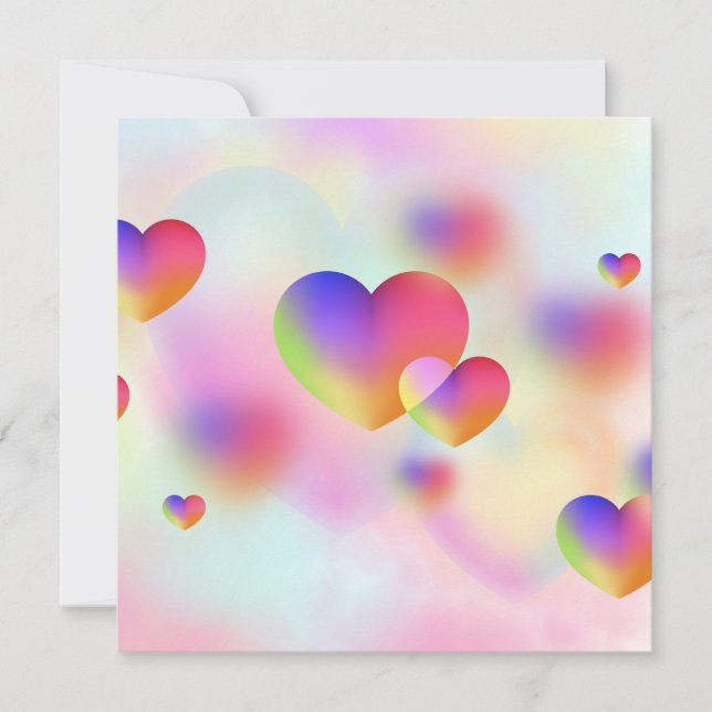 Små hjärtan i rött och rosa julkort (Framsida)