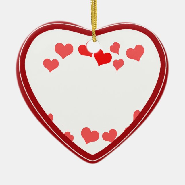 Små hjärtan - lägg till meddelandet julgransprydnad keramik (Framsidan)