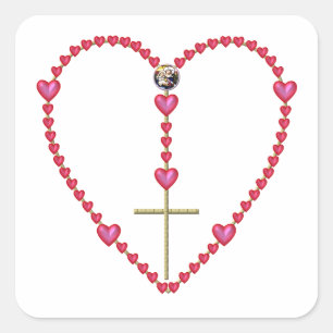 Små hjärtan Rosary Fyrkantigt Klistermärke