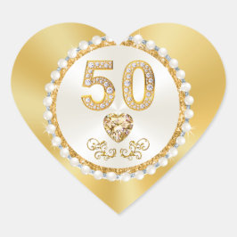 Små Hjärtformade, femtioårsjubileum Hjärtformat Klistermärke