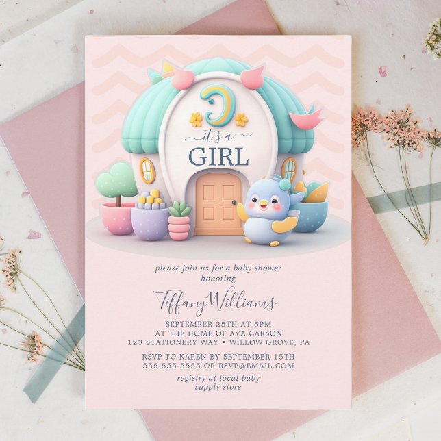 Små hus med drake Baby Shower Inbjudningar (Skapare uppladdad)