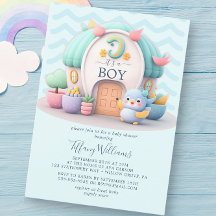 Små hus med drake Boy Baby Shower