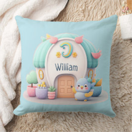 Små hus med liten drake och NAMN pojke Kudde