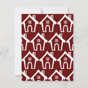 Små hus Ny adress Burgundy & Vit kort