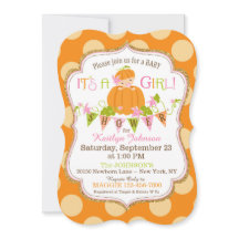 Små inbjudningar till Pumpkin Girl Fall Baby Showe