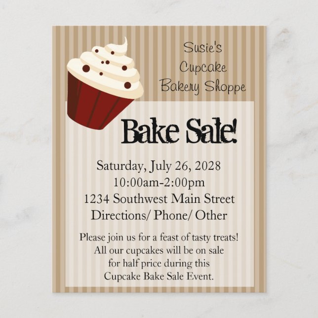 Små kakor, soft Mocha Rand Bake Sale Flyers (Framsidan)