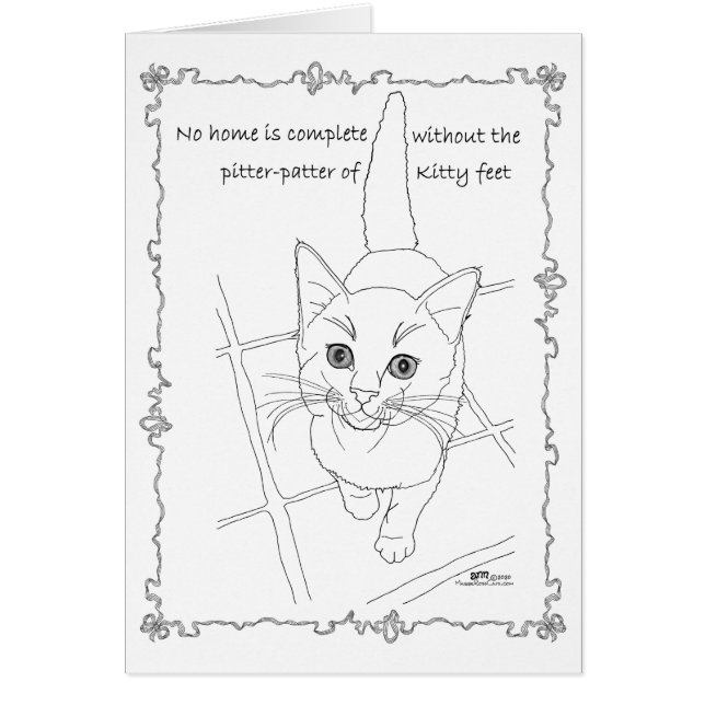 Små katttassar hälsningskort (Framsidan)
