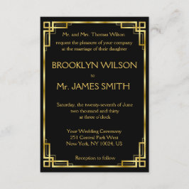 Små konsthandlingar till svart och Guld-bröllop Inbjudningar