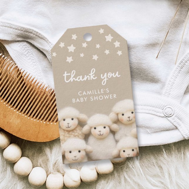 Små lampors favoritmärken för neutrala babyskor presentetikett (Little Lamb Baby Shower Thank you tags)