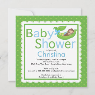 Små Maymunge Ärtskida Baby Shower Inbjudningar