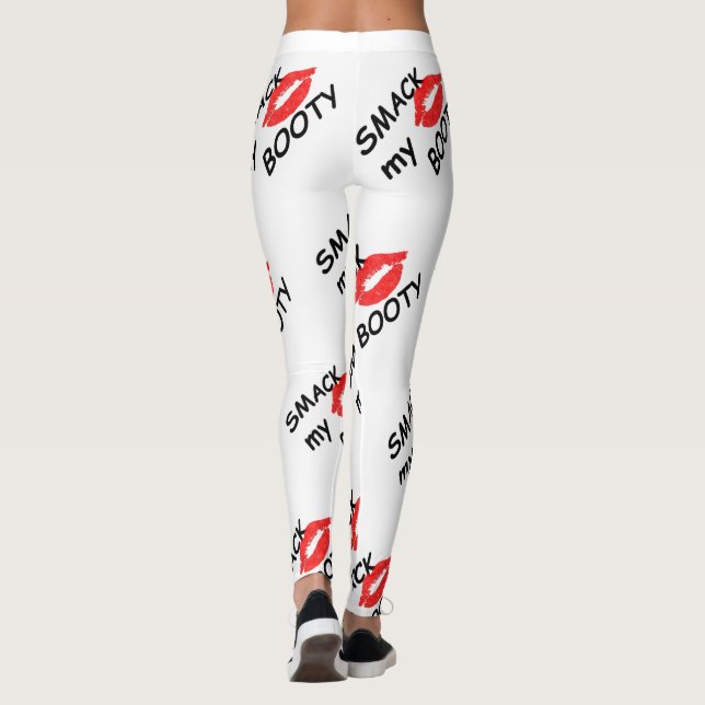 Små min booty, skrynklande design med rött läppar leggings (Baksida)