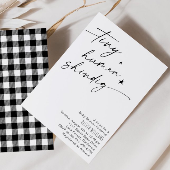 Små, minimalistiskt babyskor för mänsklig shindig. inbjudningar (Skapare uppladdad)