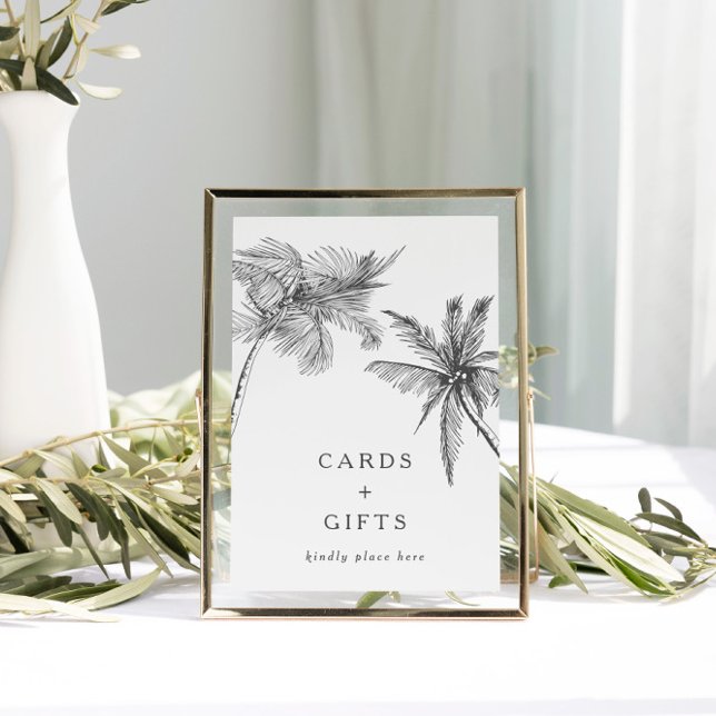 Små moderna tropiska kort + Bröllop-tecken för gåv Poster (An elegant and fully customizable cards and gifts sign!)