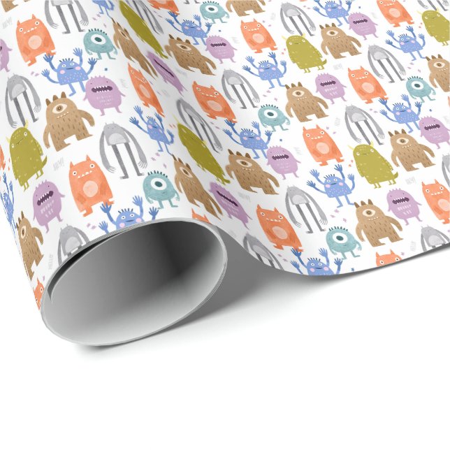 Små monster barnkammare presentpapper (Rullad Hörn)