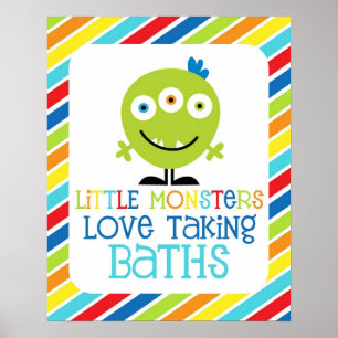Små monster Kärlek tar ut barnavtryck från Baths Poster