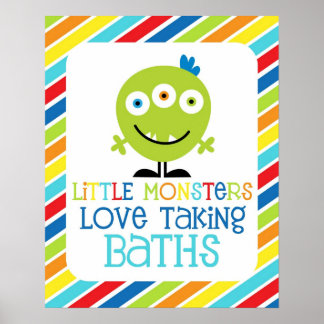 Små monster Kärlek tar ut barnavtryck från Baths Poster