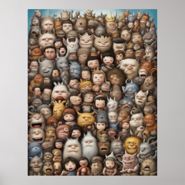 Små monster som vill ha ett gruppfoto poster (Framsidan)