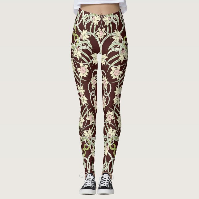 Små narcissar, art nouveau Square. Leggings (Framsida)