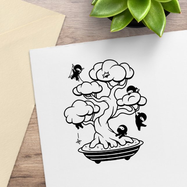 Små Ninjas i Bonsai Träd Stämpel (Skapare uppladdad)