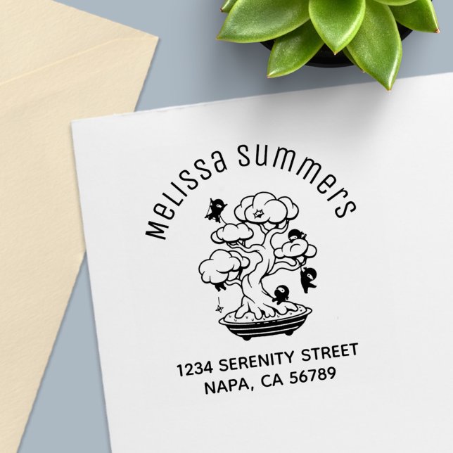 Små ninjor i Bonsai-trädets arkitektur adress Självfärgande Stämpel (Skapare uppladdad)