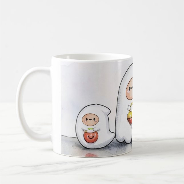 Små och små Halloween-spöken  Kaffemugg (Vänster)
