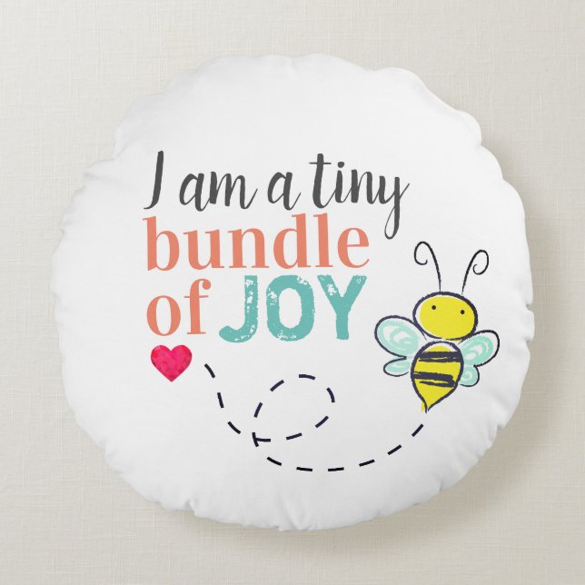 Små paket av Joy Cute Bee Nursery Rund Kudde (Framsidan)