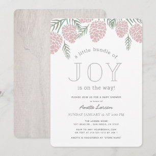 Små paket med Joy Rosa Gräs Cone Baby Shower Inbjudningar