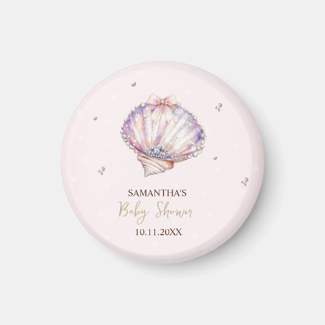 Små Pärlsnäckor Diamanter Prickar Baby Shower Magnet (Framsidan)