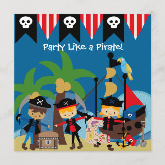 Små Pirater Barn Pirat födelsedagsinbjudan Inbjudningar