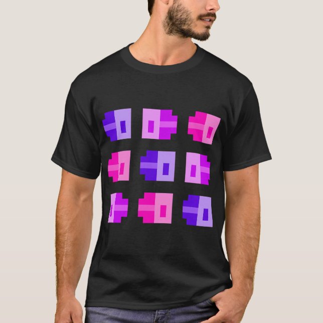 Små Pixel Fiskar, Indigo Lila Rosa T Shirt (Framsida)