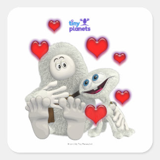 Små planeter Allt du behöver är Kärlek Fyrkantigt Klistermärke