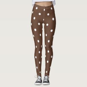 Små Polka dots Mönster: Brun Leggings