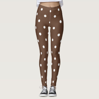 Små Polka dots Mönster: Brun Leggings