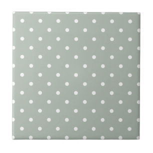 Små Polka dots Mönster: Sage-Grönt Kakelplatta