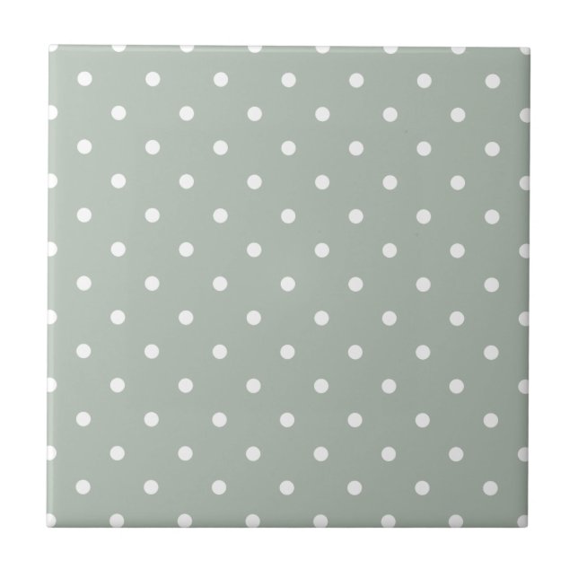 Små Polka dots Mönster: Sage-Grönt Kakelplatta (Framsidan)