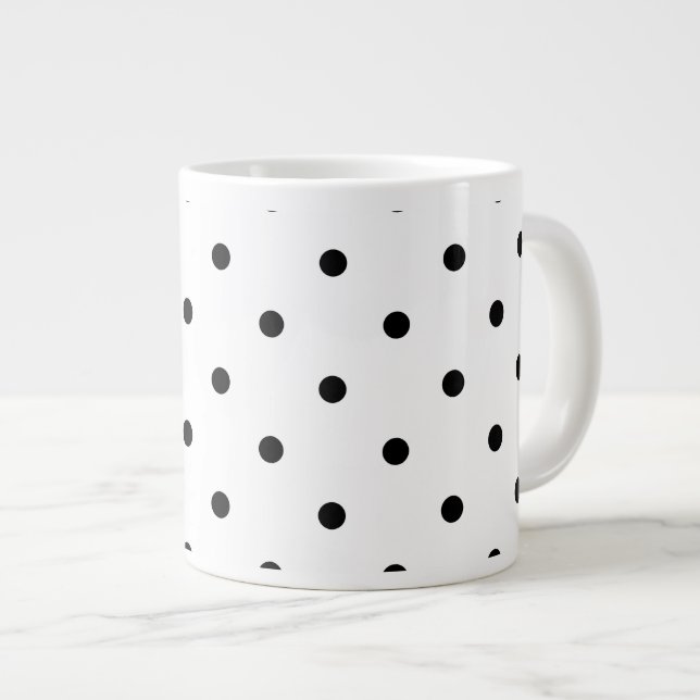 Små Polka dots-Mönster:Svartvitt Jumbo Mugg (Framsida höger)