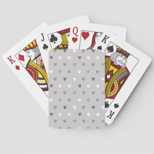 Små polka-hjärtan i gråttets nyans casinokort (Baksidan)