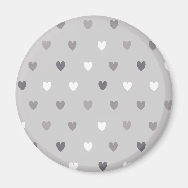 Små polka-hjärtan i gråttets nyans magnet (Framsidan)