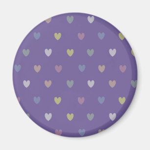 Små polka-hjärtan på Ultra Violet Lila Magnet
