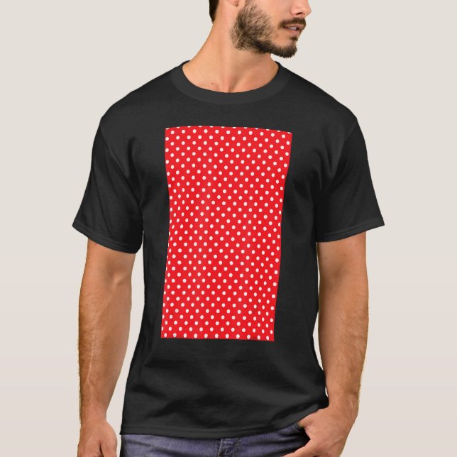 SMÅ POLKADOT GEOMETRIC MÖNSTER RED OCH WH 1980 T SHIRT (Framsida)