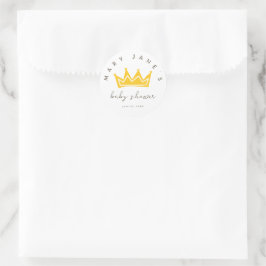 Små prinsesskronor baby shower-presenter runt klistermärke