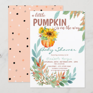 Små Pumpa Solrosor, Blad, Prickar Baby Shower Inbjudningar
