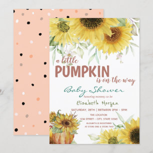 Små pumpa solrosor, prickar baby shower inbjudningar