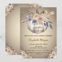 Små pumpafrön, blommor, höst baby shower inbjudningar