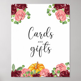 Små pumprakort och gåvor för babydusch poster