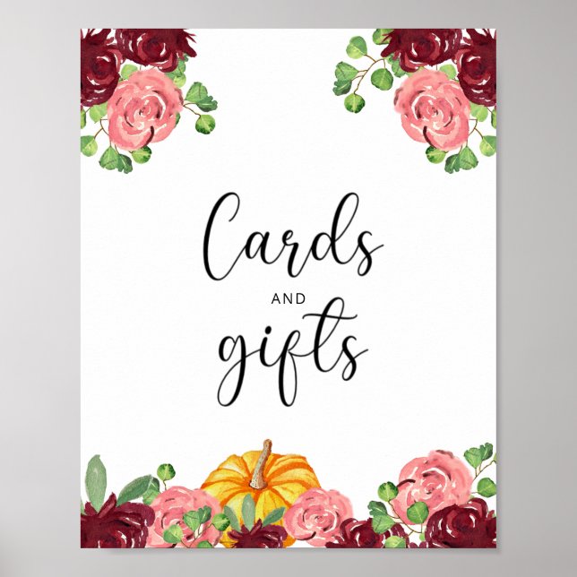 Små pumprakort och gåvor för babydusch poster (Framsidan)